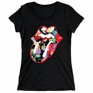 The Rolling Stones Authentic Floral Tongue Ladies Fit T-Shirt - Size XL